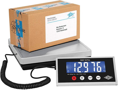 Wedo 507605005 Paket-Waage mit Zählfunktion 50 Plus inkl. Netzgerät, 50kg/ 5g 50kg/5g, 50kg/5g