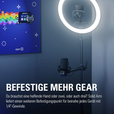Elgato Solid Arm, Befestigungsarm mit gepolsterter Klemme für einfaches Befestigen und Anpassen von