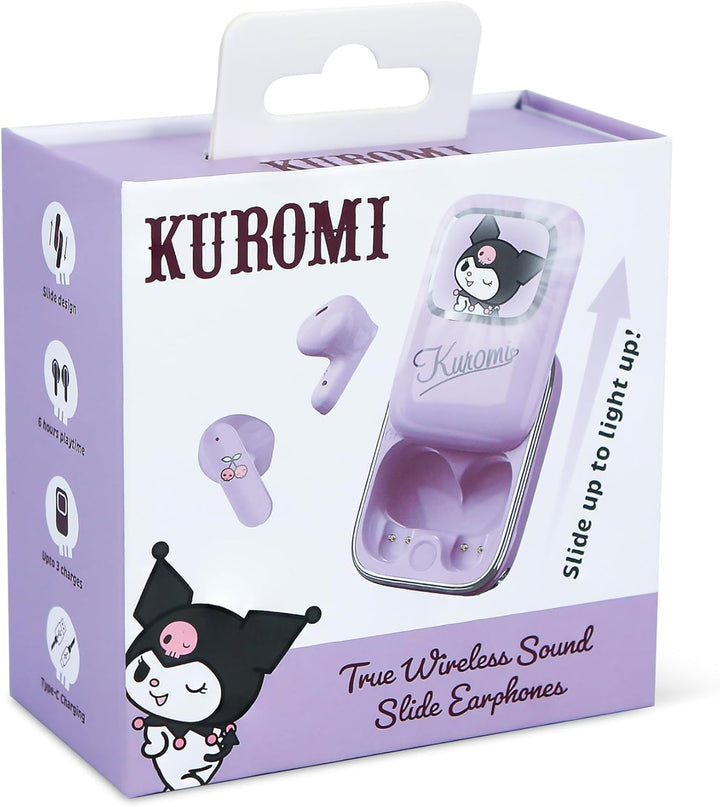 OTL Technologies Kuromi Schiebekopfhörer TWS mit Ladebox, Bluetooth 5.3, Touch-Steuerung, LED, USB-C