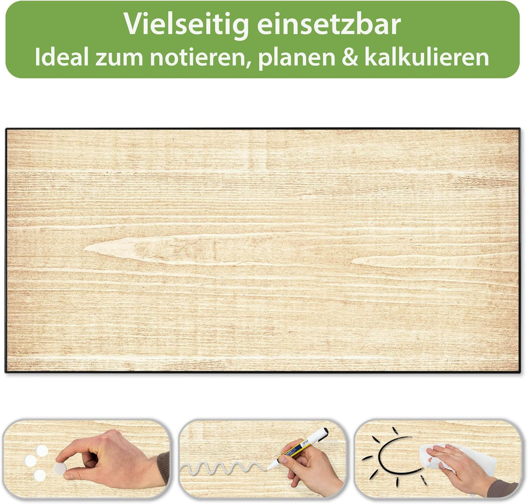 banjado Magnettafel schwarz 78 x 37cm / Magnetwand Metall/Magnetpinnwand als Memoboard/Pinnwand Magn