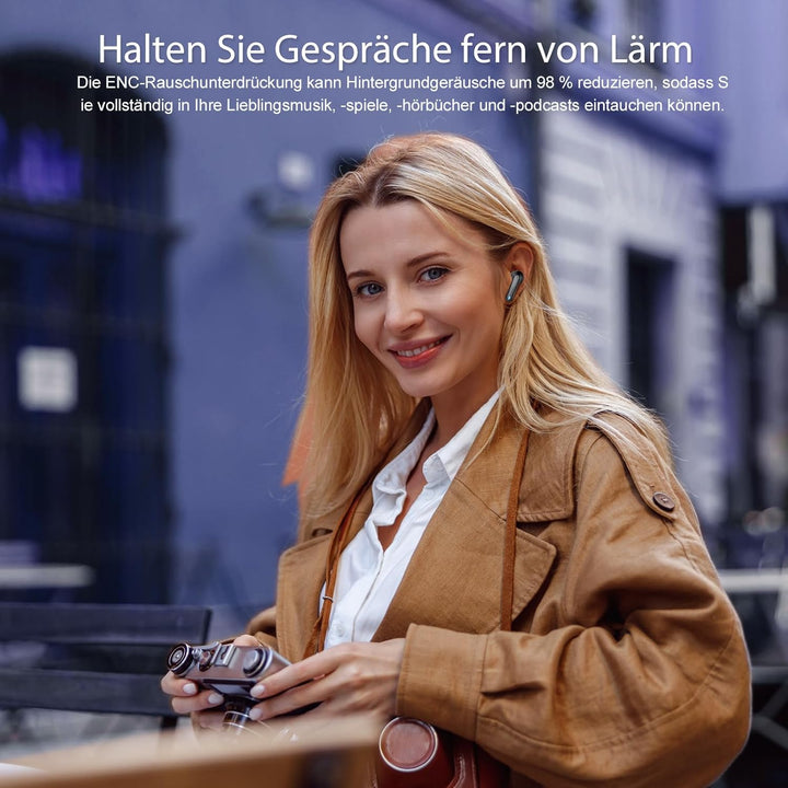 AI Kopfhörer Übersetzer, 3-in-1 Translator Earbuds, Bluetooth 5.4 Sprachübersetzer für 135 Sprachen