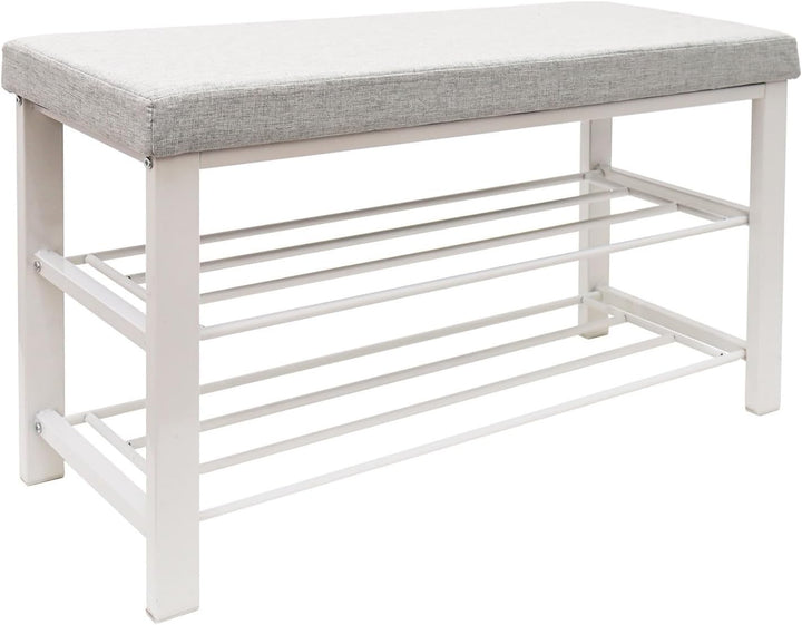 DuneDesign Schuhbank mit Sitzfläche - 81x32x50 Schuhregal Metall - Schuhschrank mit Sitzbank - Schuh
