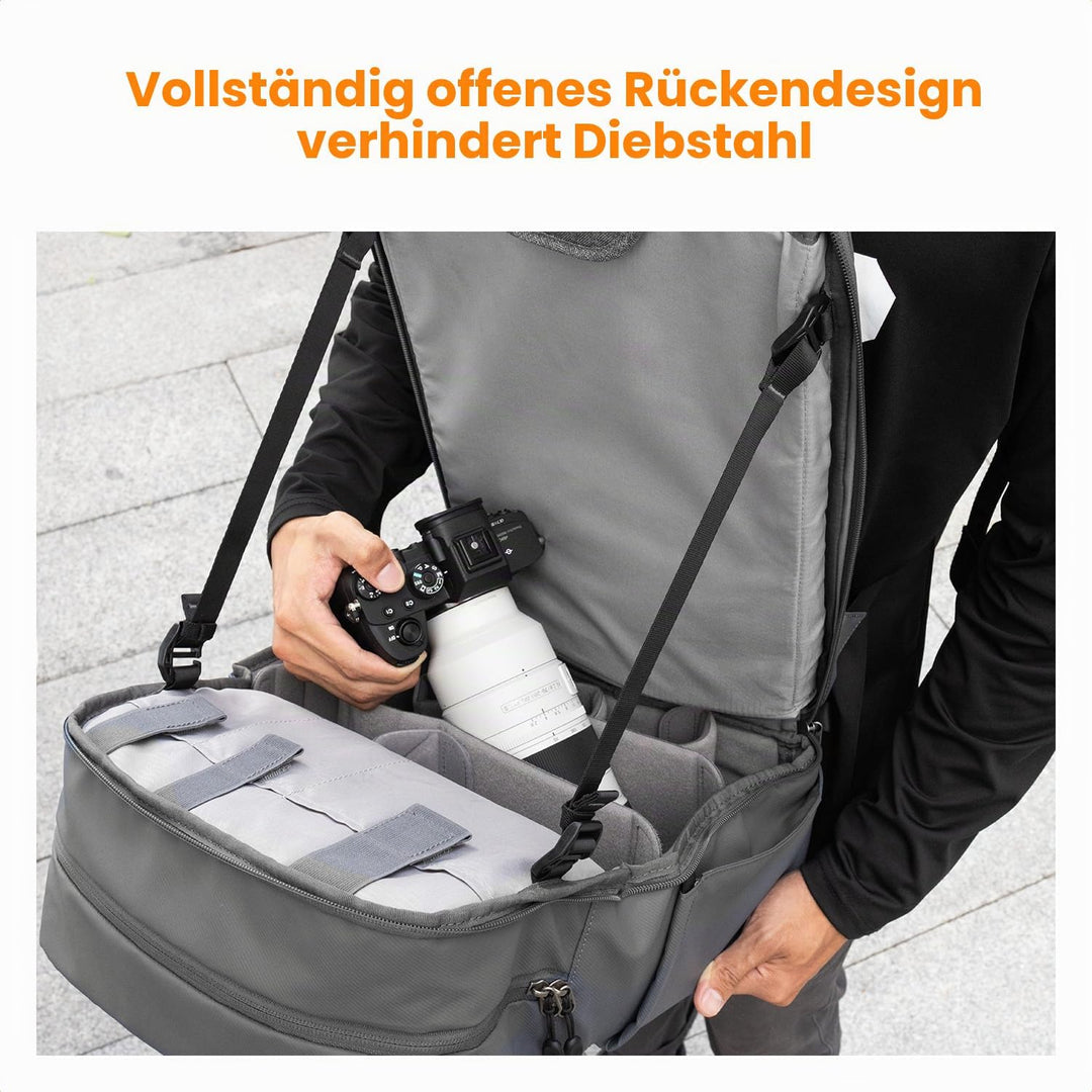 K&amp;F CONCEPT Kamerarucksäcke 20L, Grosse Camera Backpack 15,6 Zoll Laptopfach, Spritzwassergeschutzt