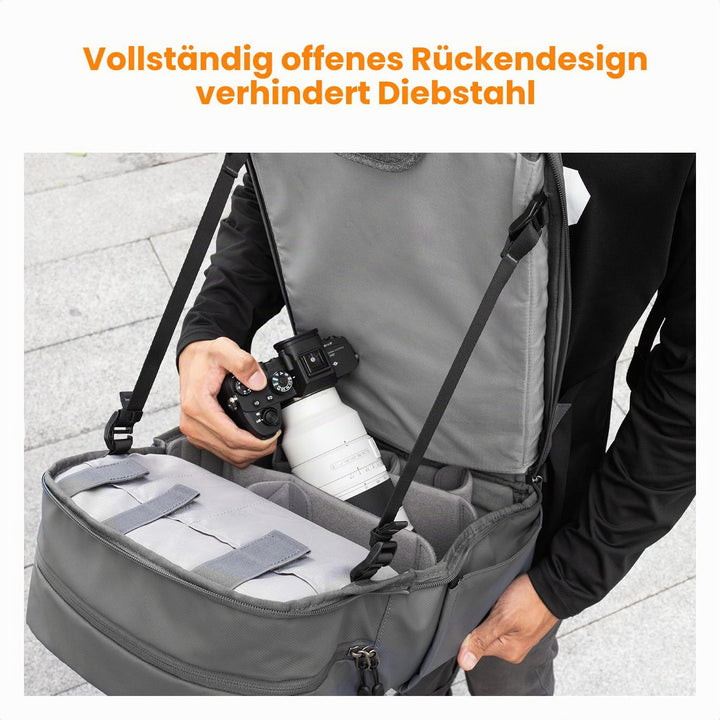 K&amp;F CONCEPT Kamerarucksäcke 20L, Grosse Camera Backpack 15,6 Zoll Laptopfach, Spritzwassergeschutzt