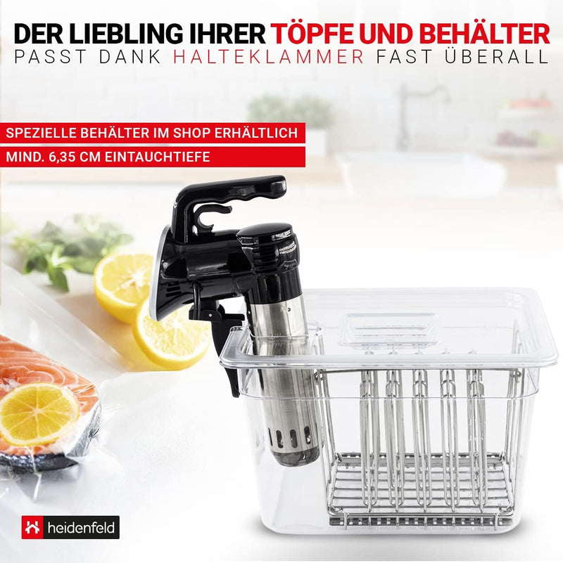 Heidenfeld Sous Vide Garer HF-SV300 - 𝟯 𝐉𝐀𝐇𝐑𝐄 𝐆𝐀𝐑𝐀𝐍𝐓𝐈𝐄 auf Sous Vide Stick - App Steuerung - 1.000 W