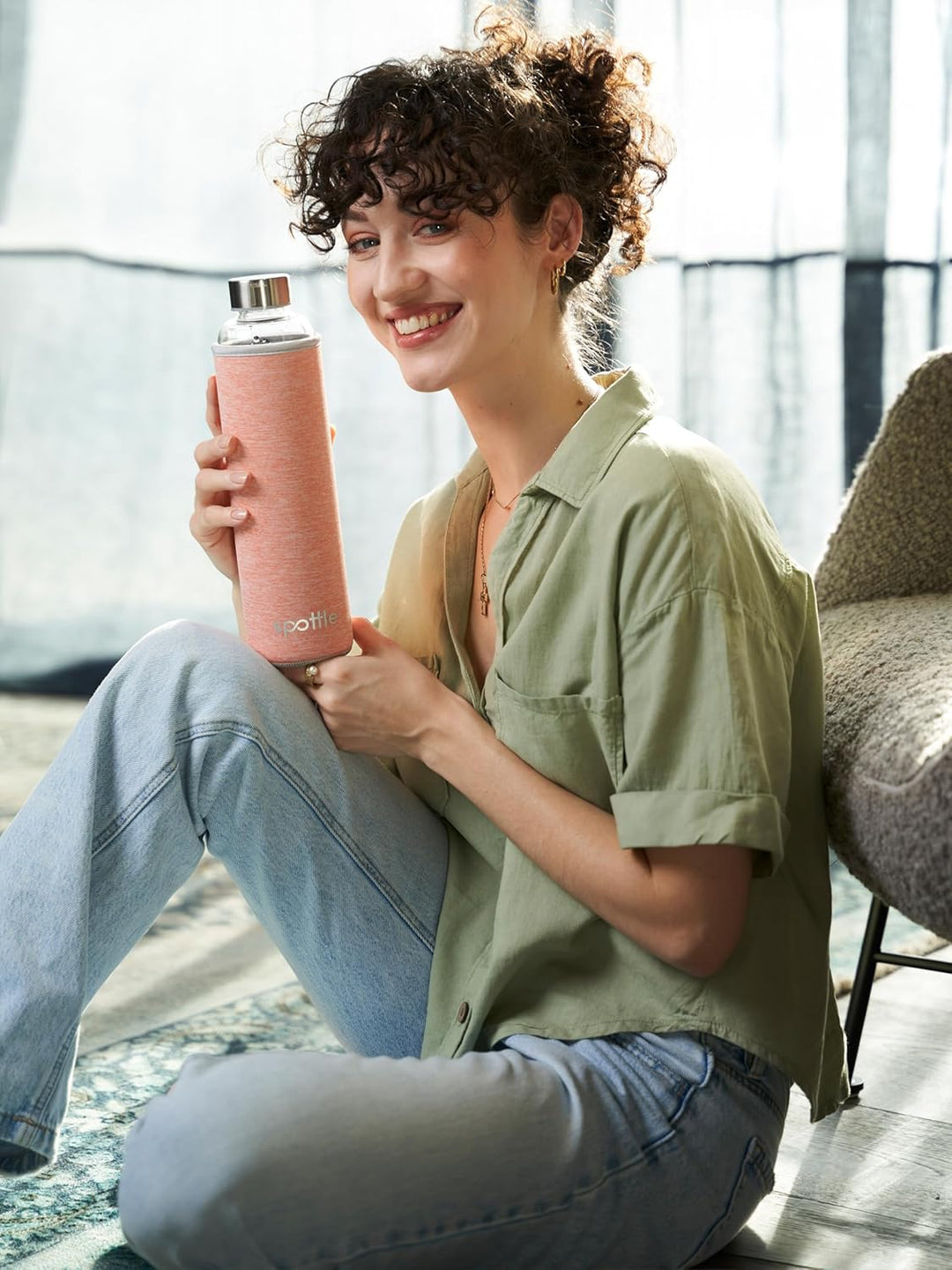 spottle Trinkflasche aus Glas 1l - Glasflasche 500ml - 750ml - 1 liter mit Neoprenhülle/Schutzhülle