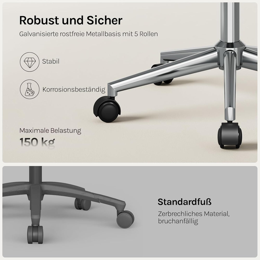 WOLTU Homeoffice Stuhl, Schreibtischstuhl, Drehstuhl, Schminkstuhl, höhenverstellbar, bis 150 kg bel
