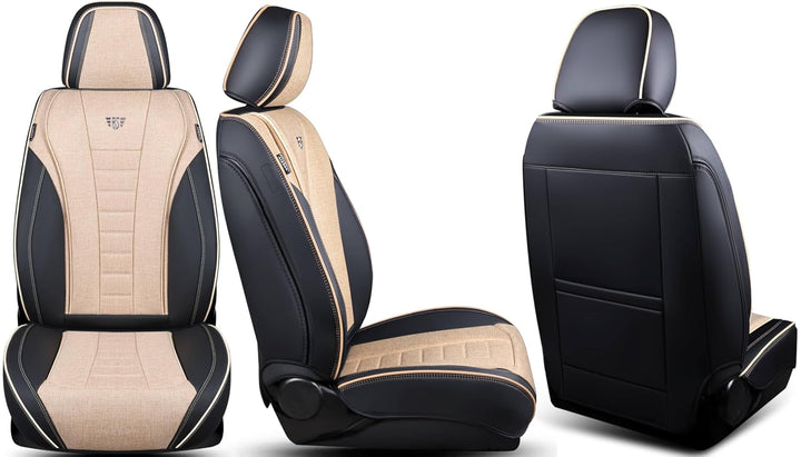 Schonbezüge Sitzbezüge für VW T7 Multivan Bj ab 2021 in Schwarz/Beige NL3