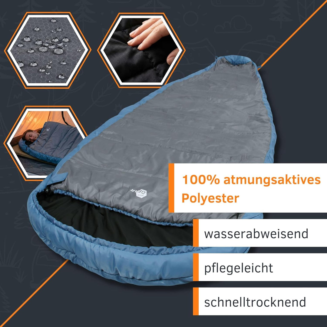 your GEAR Schlafsack Calima XXL - Extra Breiter Eiform Schlafsack 230x110 cm - Viel Platz für Seiten