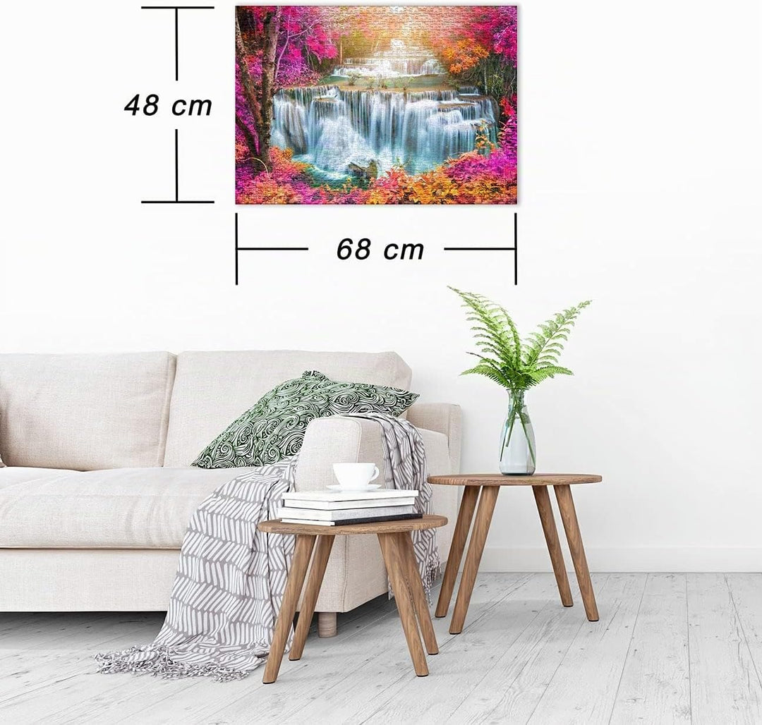 Ulmer Puzzleschmiede - Puzzle „Kaskaden in der Herbst-Magie“ - Klassisches 1000 Teile Landscape-Puzz