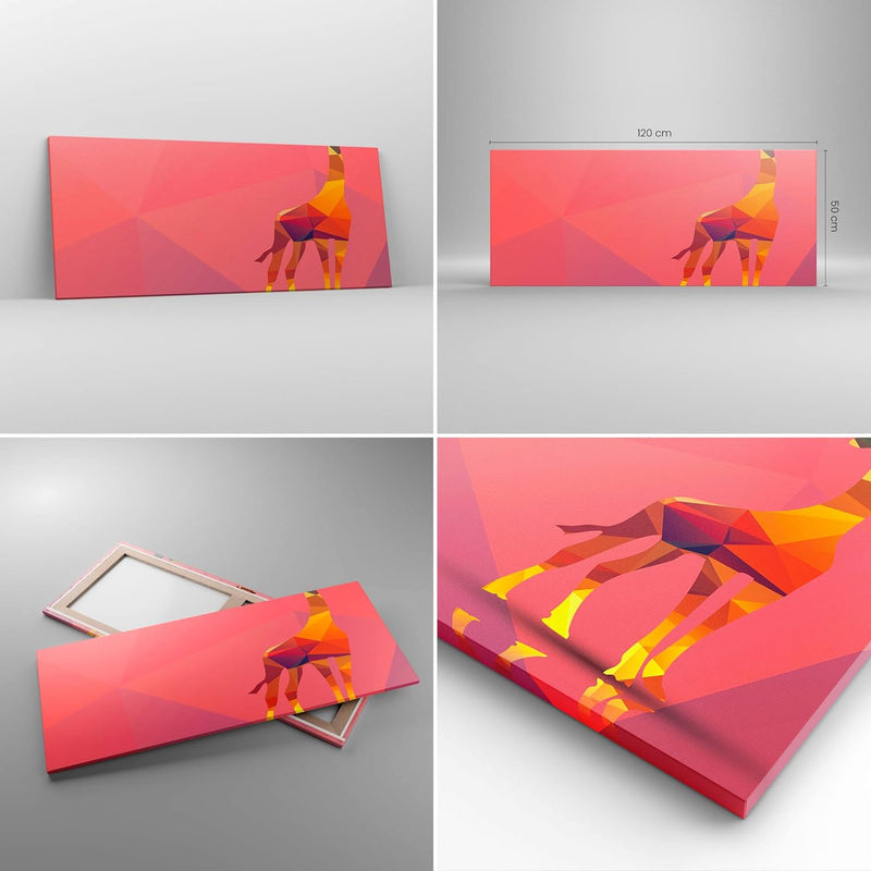 Wandbilder Dekoration Wohnzimmer Giraffe modern Grafik Panorama Bilder auf Leinwand 120x50cm Leinwan