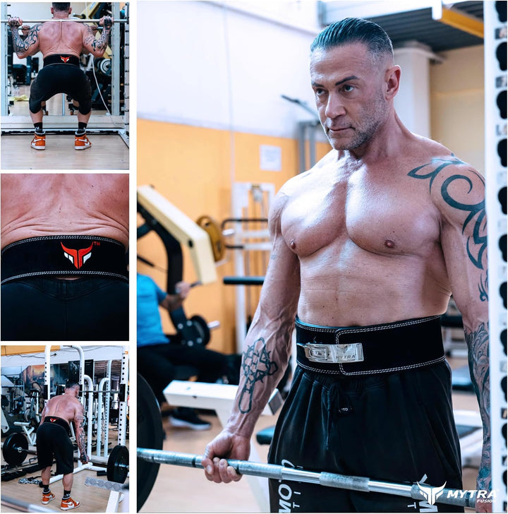 Mytra Fusion gewichthebergürtel 100% Echtes Leder Weightlifting Belt weisse Schnalle, Lifting Belt f