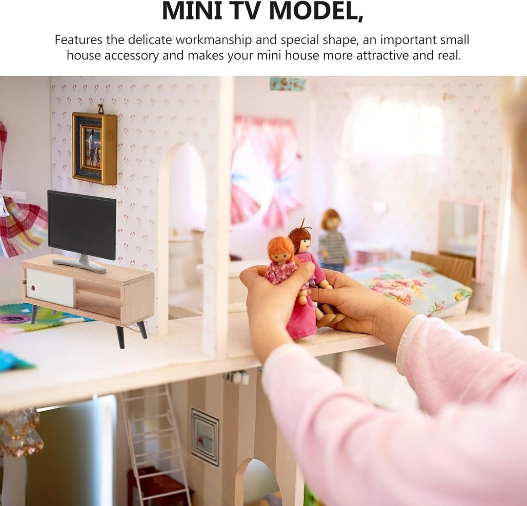 TOYANDONA 1:12 Puppenhaus-Fernseher – Puppenhaus-miniaturmöbel mit Fernsehschrank, Miniaturmöbel-zub
