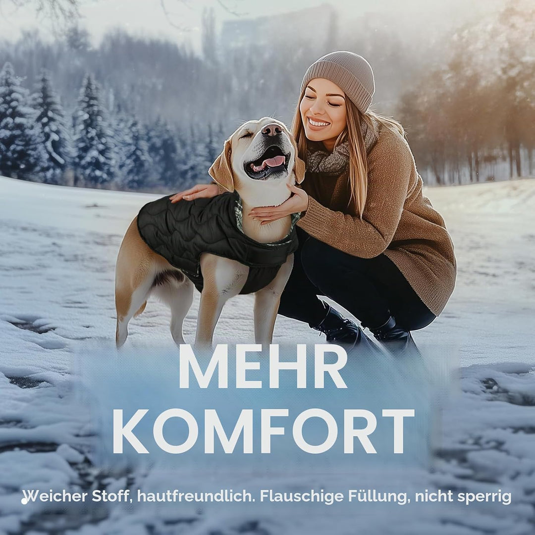 VIVAGLORY Softjoy Hundemantel, Wintermantel mit Bauchschutz, Hundejacke für Winter &amp; Weihnachten, Wa
