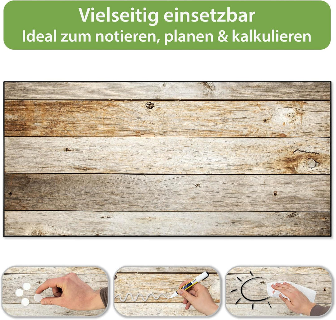 banjado Magnettafel schwarz 78 x 37cm / Magnetwand Metall/Magnetpinnwand als Memoboard/Pinnwand Magn