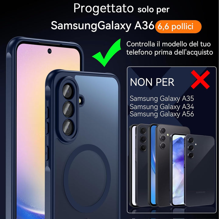 Hensinple Magnetische Schutzhülle für Samsung Galaxy A36 mit gehärtetem Glas, Schutzhülle für Samsun