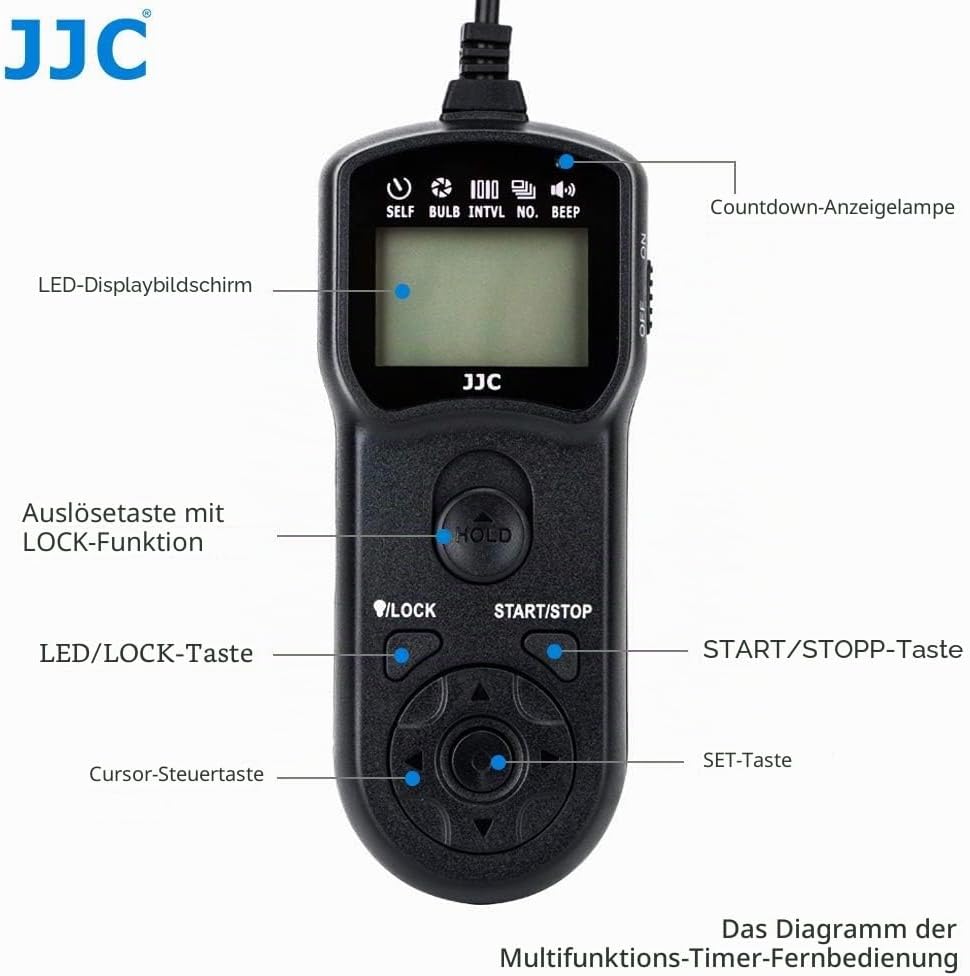 JJC Timer Fernbedienung mit Stativ Halter Klemme für Fujifilm XH2 X-H2S GFX100 X-T5 X-T4 X-T3 X-T30I