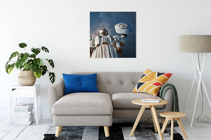 Pixxprint Mutter Mutterland Ukraine als Leinwandbild Quadratisch| Grösse: 60x60 cm | Wandbild | Kuns