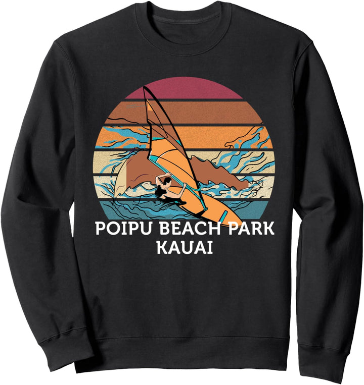 Windsurfen Vintage Sunset Beach Surfen Poipu Beach Park Sweatshirt