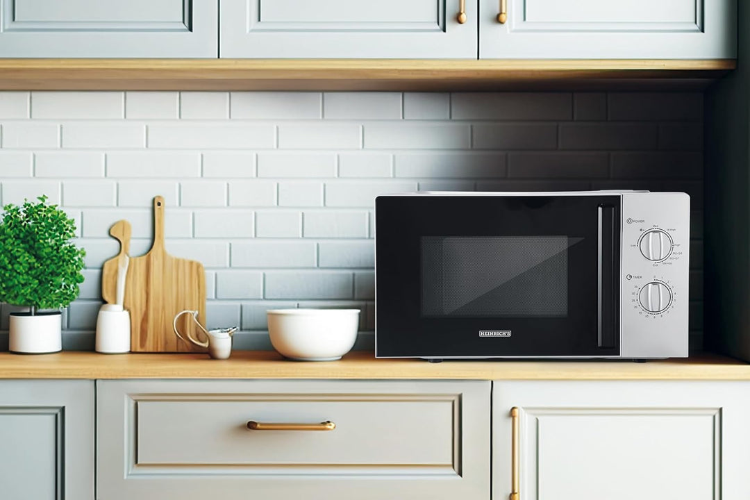 HEINRICHS Mikrowelle, kompakte Mikrowelle, 20L Volumen, 9 Leistungsstufen, inkl.35min.Timer, Defrost