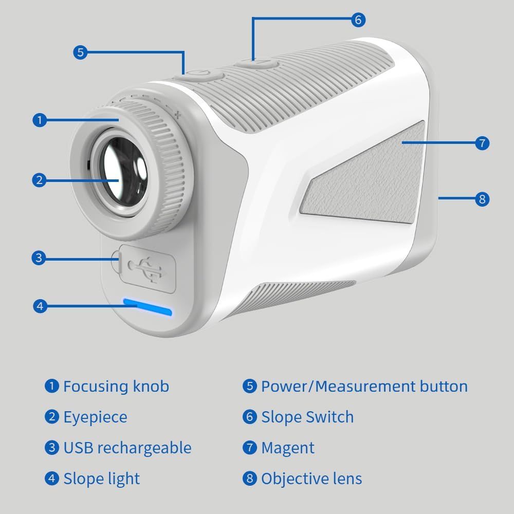 REVASRI Laser-Golf-Entfernungsmesser, 1000 Yards, 6-fache Vergrösserung, Neigungsausgleich, Flaggenv