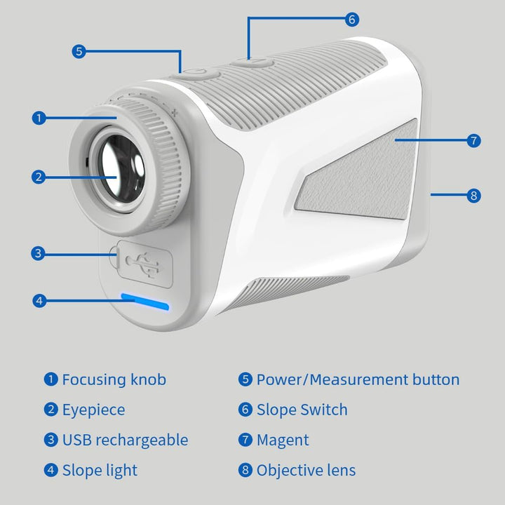 REVASRI Laser-Golf-Entfernungsmesser, 1000 Yards, 6-fache Vergrösserung, Neigungsausgleich, Flaggenv