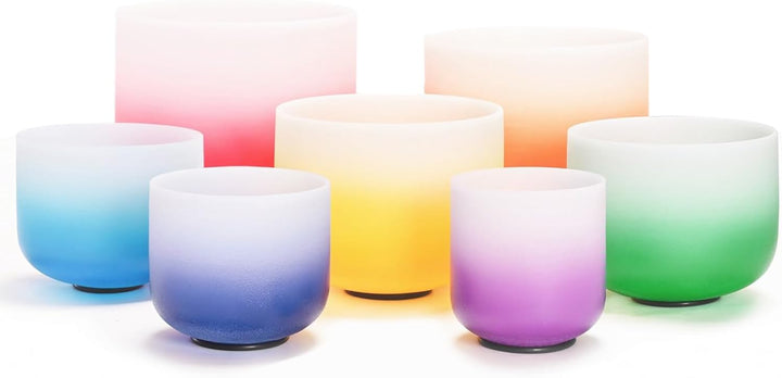 KVKA Chakra Singing Bowls Set of 7 432 hz 6-12 Inch Candy Color with Heavy Duty Carrying Cases and R