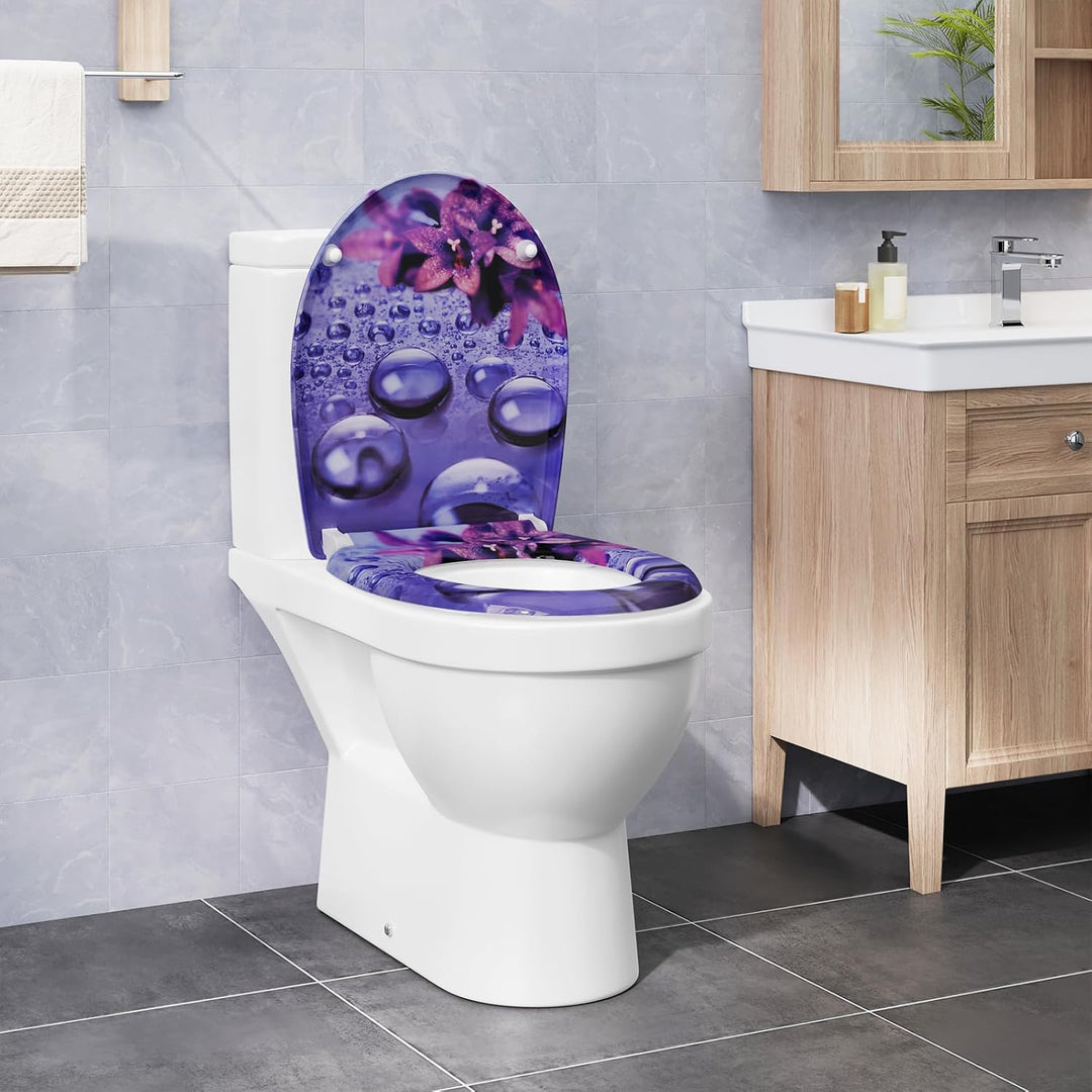 eSituro Toilettendeckel, WC Sitz mit Absenkautomatik, Klodeckel mit Schnellverschluss, 360° verstell