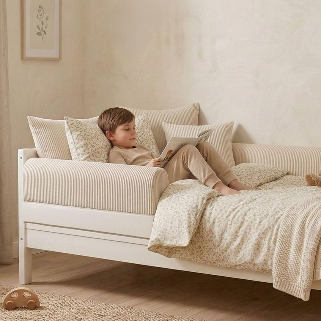Bettkantenschutz für Kinderbetten Cordstoff 80 cm - Schutz für Bettrahmen Baby Bett rausfallschutz f