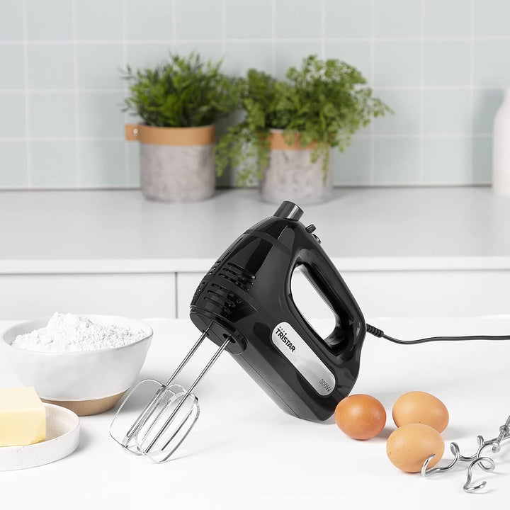 Tristar MX-4201 Handmixer, 5 Geschwindigkeits- und 1 Turbostufe, 300 Watt Leistung, mit 2 Teighaken
