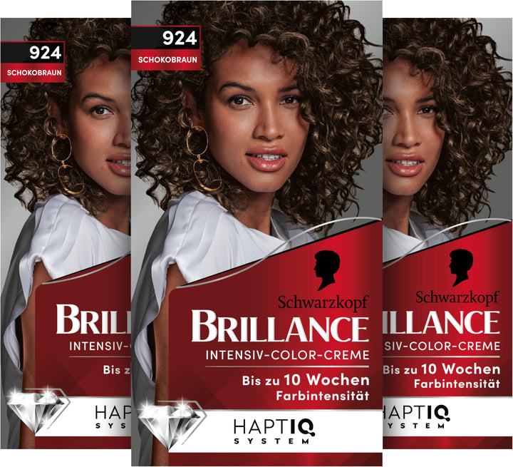 Brillance Intensiv-Color-Creme Haarfarbe 924 Schokobraun Stufe 3, 3er Pack(3 x 160 ml), 924 Schokobr