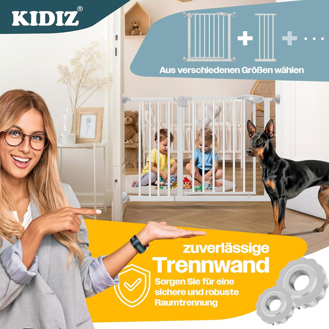 KIDIZ® Türschutzgitter Absperrgitter Treppengitter Kindergitter | Gitter Haustier | ohne Bohren | be