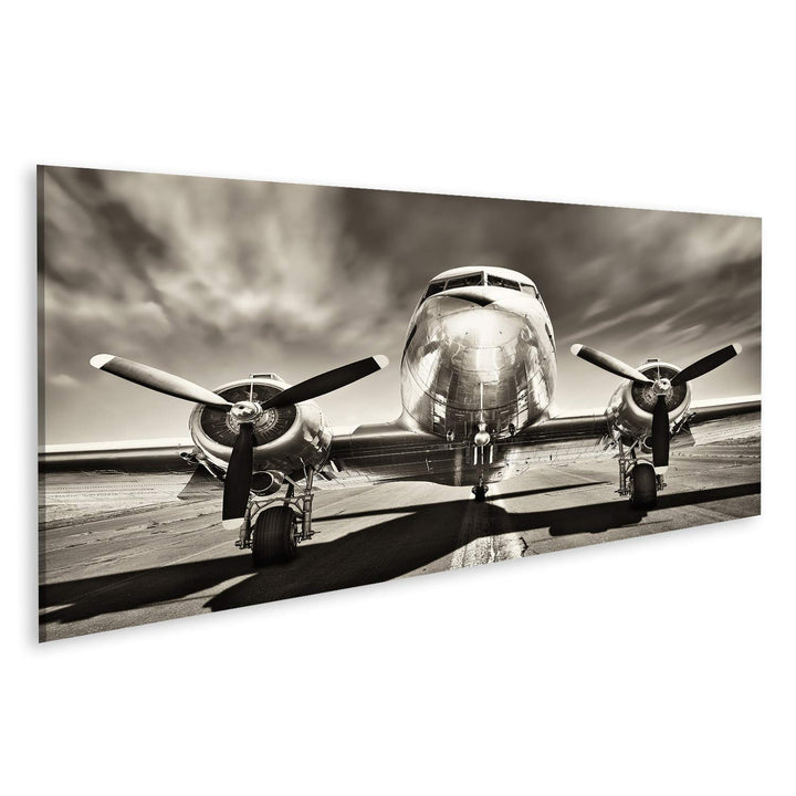 Bild Bilder auf Leinwand Retro-Flugzeug Wandbild Poster Leinwandbild TIO 120L x 40B cm, 120L x 40B c