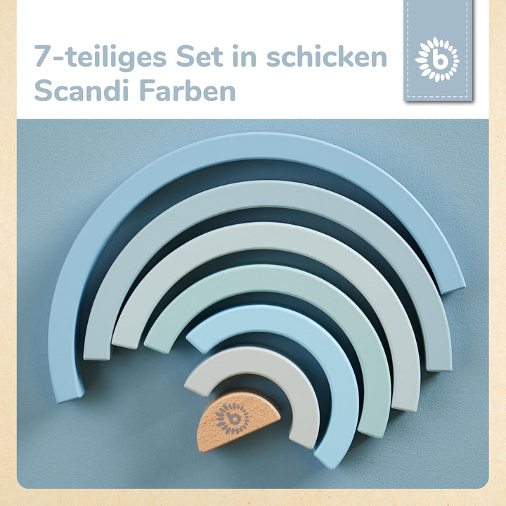 Bieco Holz Regenbogen Baby blau - Steckspiel Holz - Motorikspielzeug Holz Baby Regenbogen Holz gross