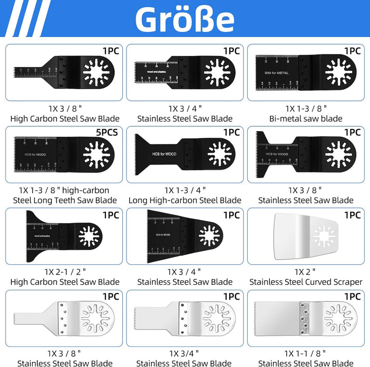 Jerbor 115 tlg Sägeblätter Kit, Multitool Werkzeug Oszillierendes Zubehör Set, Multifunktionswerkzeu