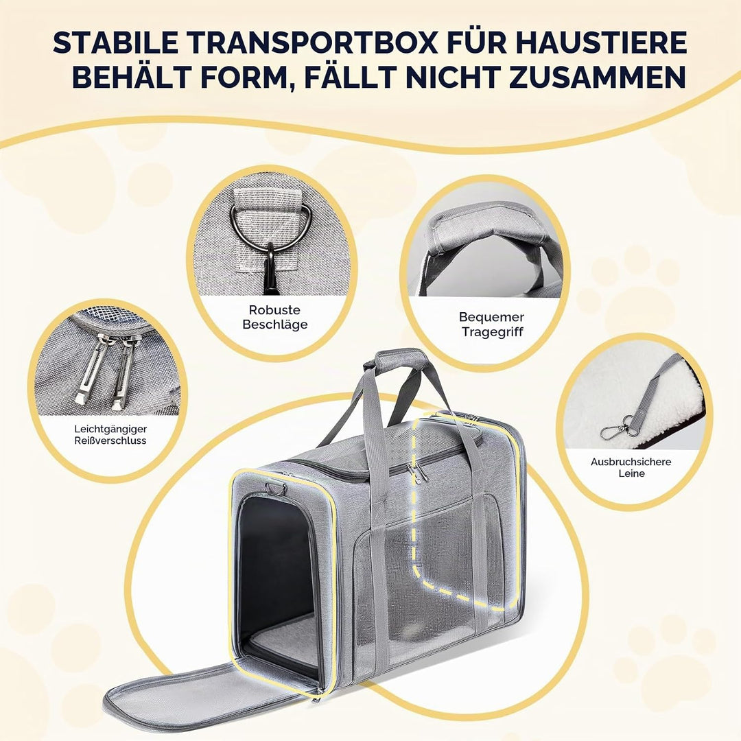 Hundetasche Flugzeug 55x40x23 Eurowings Lufthansa，Faltbare leichte Tragetasche mit Netzstoff Flugtas