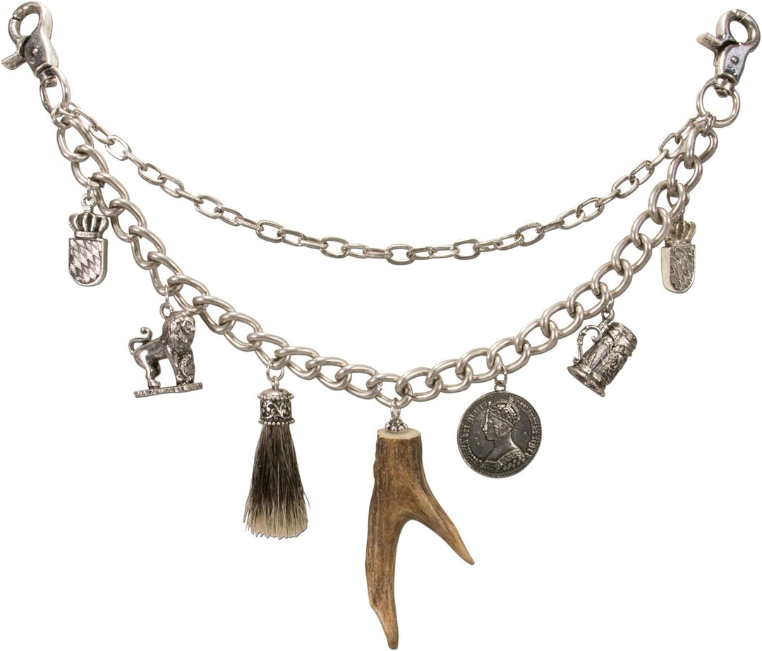 Alpenflüstern Trachten-Charivari Xaver - Hochwertiger Herren-Trachtenschmuck mit Trophäen-Anhängern