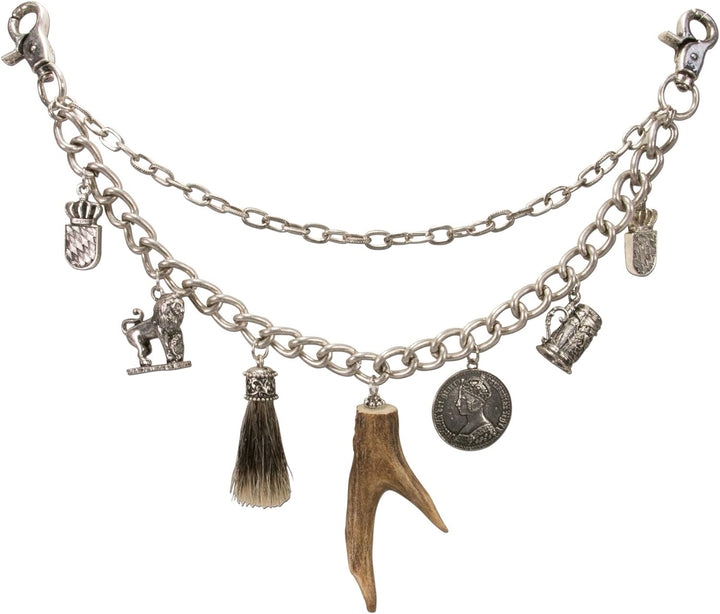 Alpenflüstern Trachten-Charivari Xaver - Hochwertiger Herren-Trachtenschmuck mit Trophäen-Anhängern