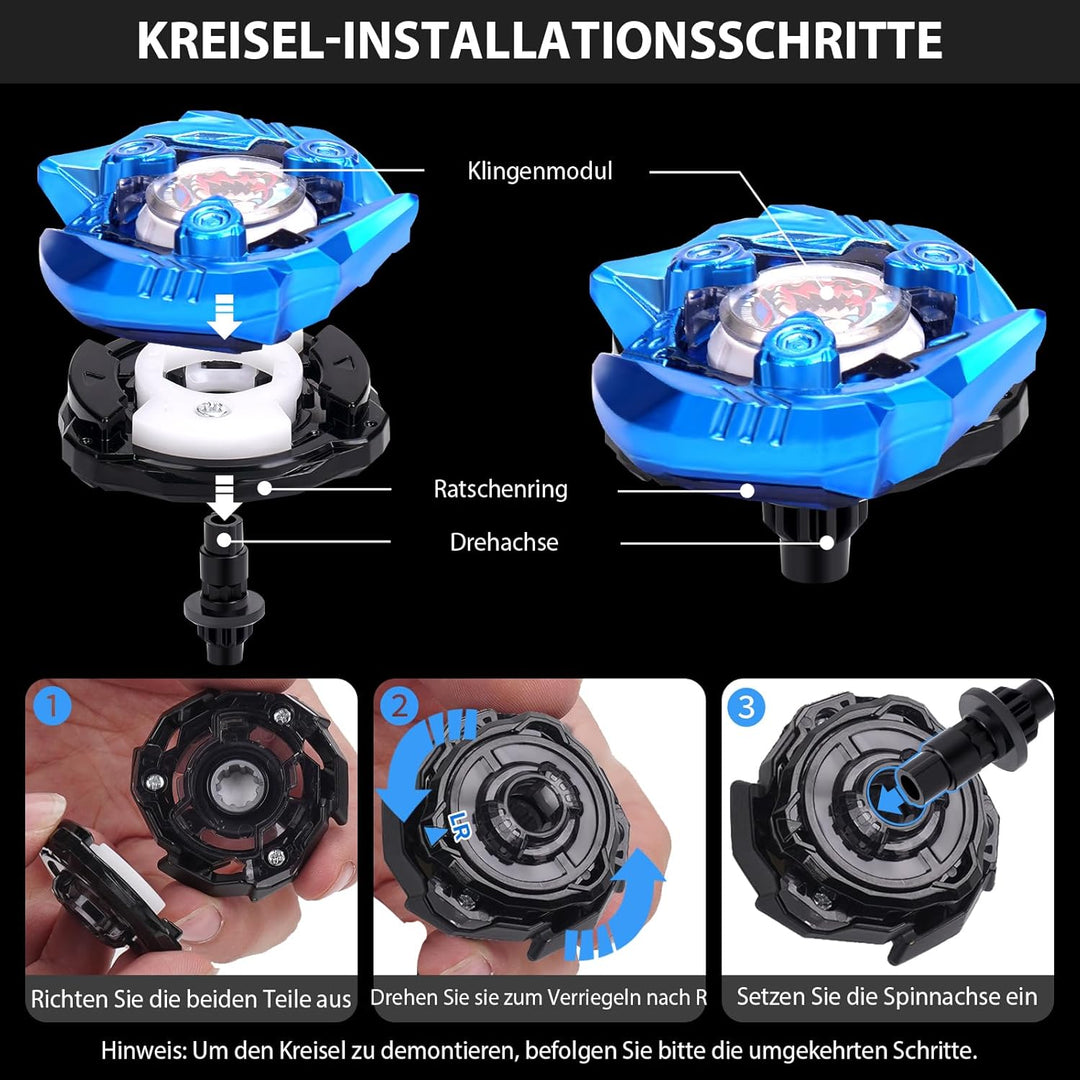 Gryo X Arena Battle Set Ausgestattet mit X Acceleration Rail - 4 Kampfkreisel, 2 Launchers und Stadi