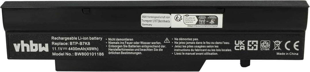 vhbw Akku kompatibel mit Fujitsu Amilo A1655, Li1718, Li1720, Li2727, Li2732, Li2735 Notebook (4400m