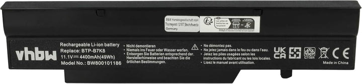 vhbw Akku kompatibel mit Fujitsu Amilo A1655, Li1718, Li1720, Li2727, Li2732, Li2735 Notebook (4400m