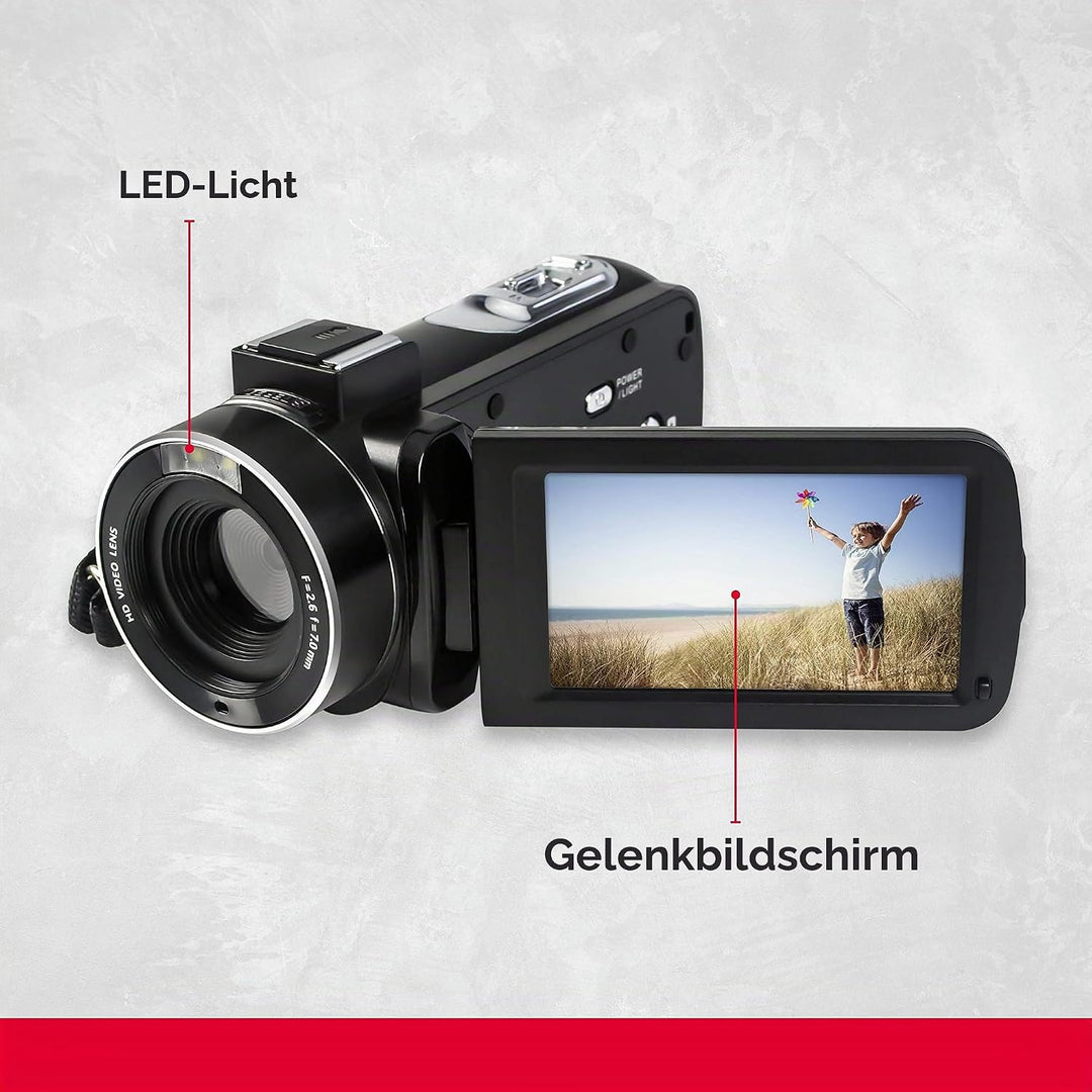 AgfaPhoto Realimove CC2700 – Caméscope Numérique, Vidéo 2.7K, 24MP, Écran Tactile 3’’, Zoom 18X, Tél