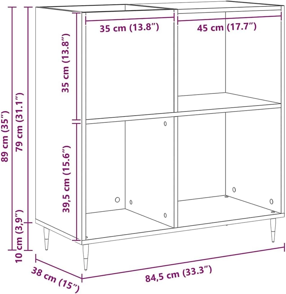 vidaXL Schallplattenschrank Altholz 85 x 38 x 89 cm Holzwerkstoff | Schlankes Design ergänzt jeden W