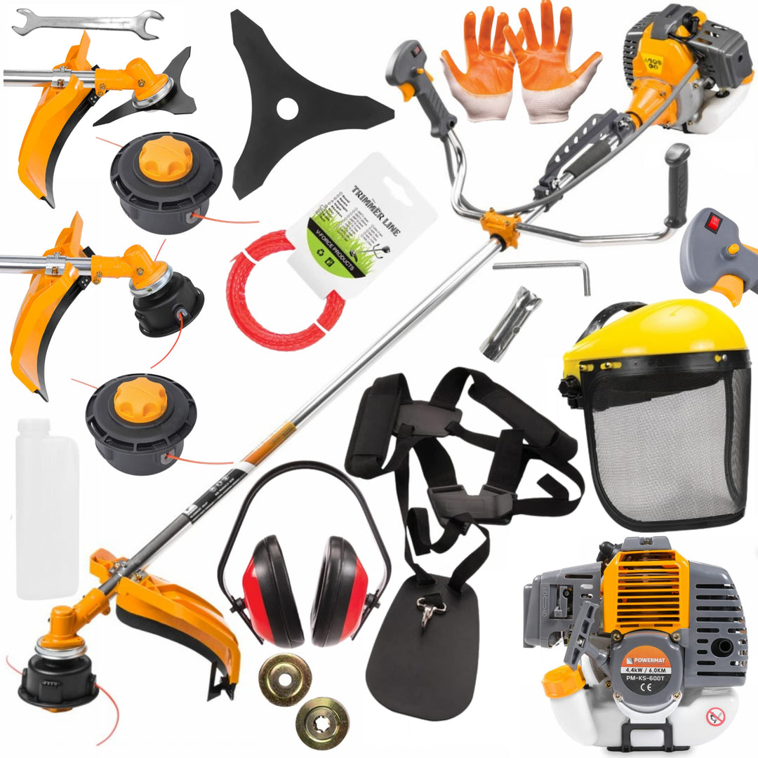Rasentrimmer Benzin Motorsense 52ccm Freischneider 6 PS Trimmer Set Zubehör