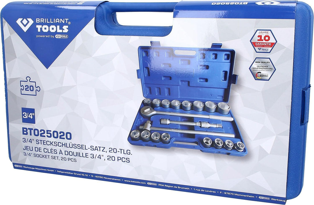 BRILLIANT TOOLS 3/4 Zoll Steckschlüssel-Satz, 20-tlg [Powered by KS TOOLS]