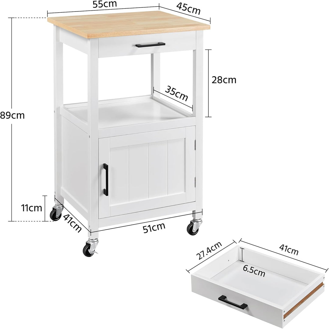Yaheetech Servierwagen, Küchenwagen Holz, Flurschrank Sideboard Beistelltisch, Getränkewagen mit 4 R