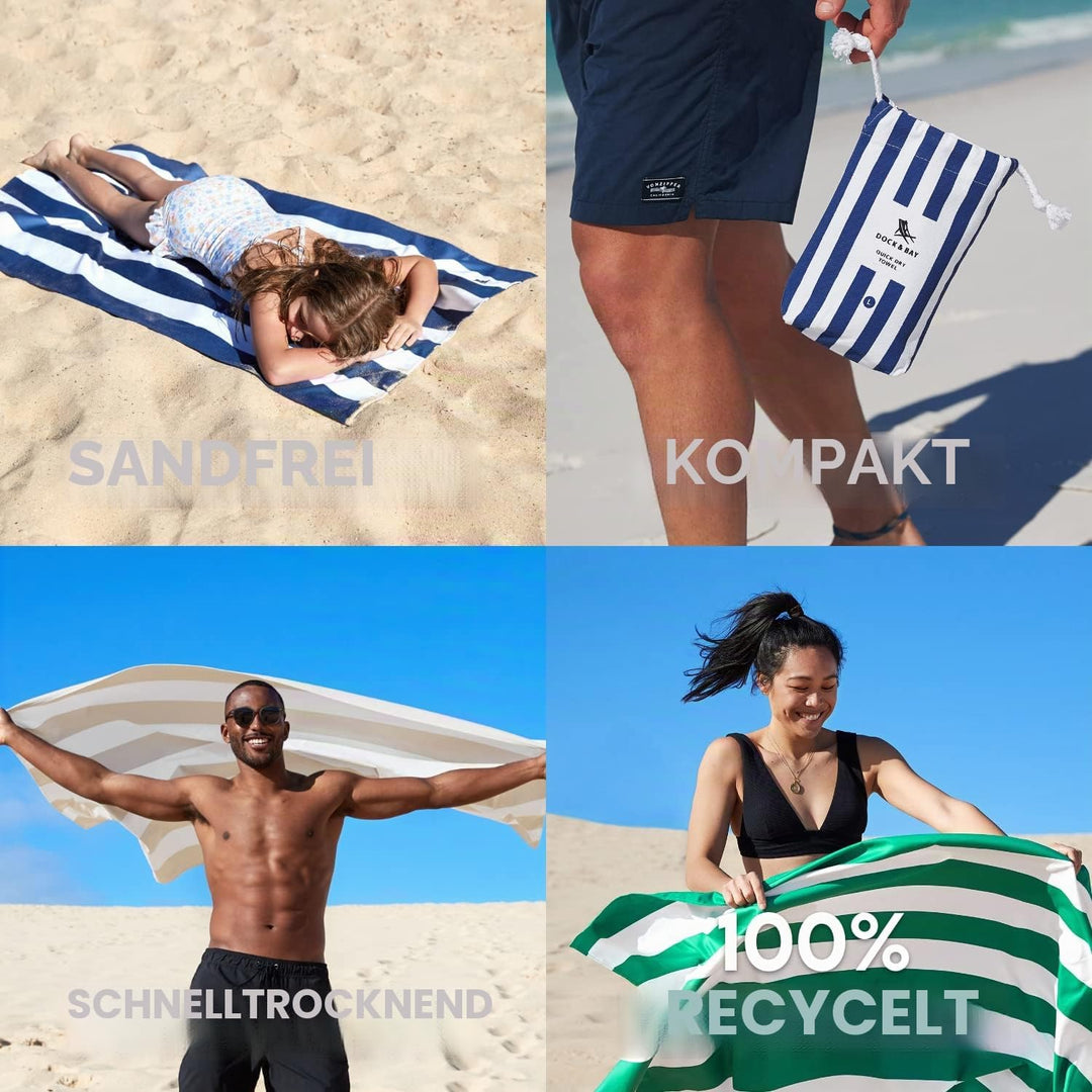 Dock &amp; Bay Strandhandtuch - Schnell trocknende Mikrofaser, ohne Sand - Kompakt, Leicht - 100% recyce