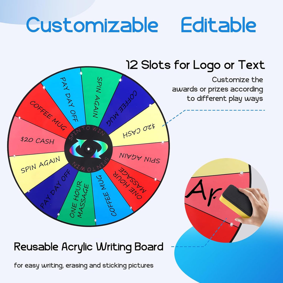 17'' Glücksrad zum Drehen Gross mit 14 Farben, 43cm Höhenverstellbar Gluecksrad Gluecksrad Spielzeug