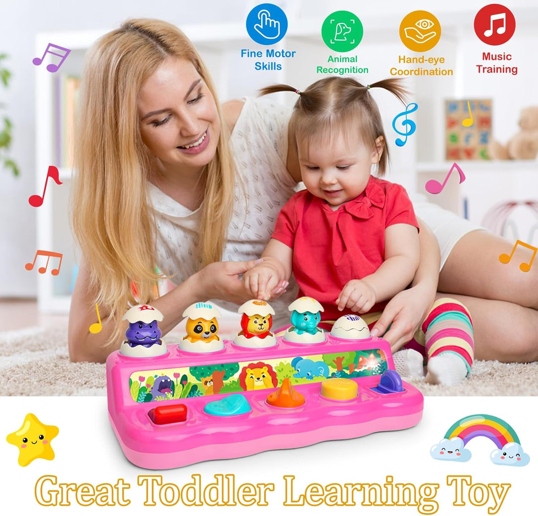 Baby Spielzeug ab 1 Jahr Mädchen, Pop up Baby Montessori Spielzeug 6 8 9 10 12 Monate mit Musik &amp; Li