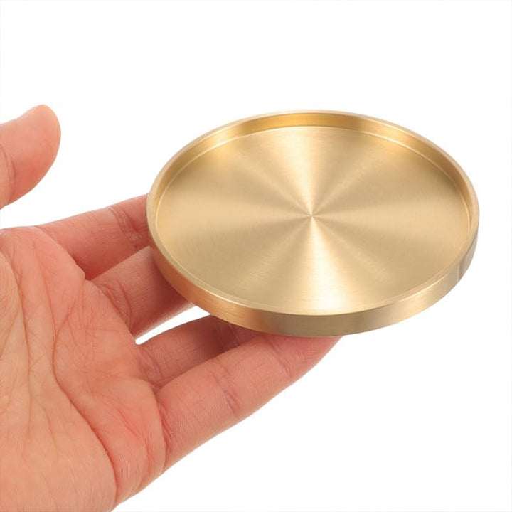 Gold-Untersetzer, 2Stück Teematte aus Messing, 7,5cm Grosses Teetablett, Getränke Isoliermatte, Wied